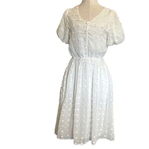 Baltic Born White Textured Midi Dress